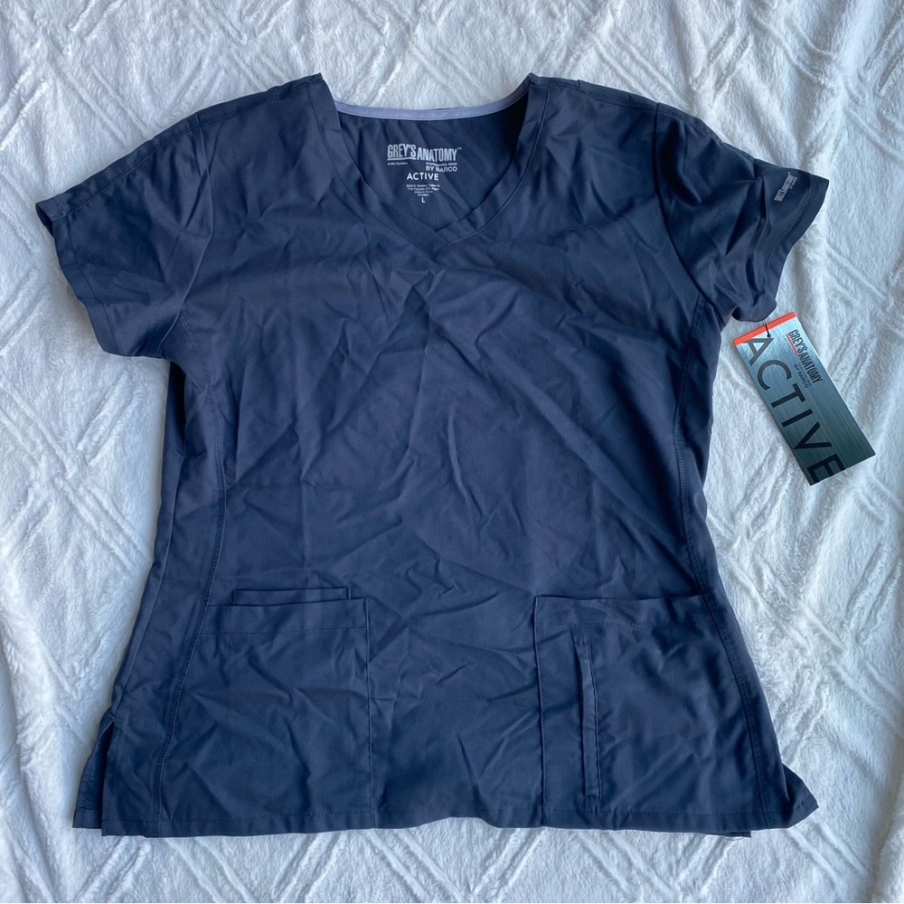 Greys anatomy scrub top large steel